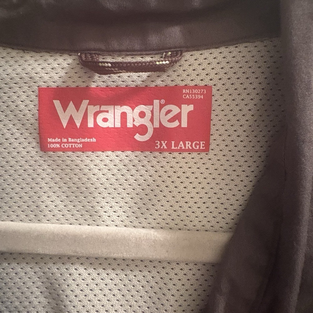 Wrangler Mens Long Sleeve Button Up 3XL Gray Fish Utility - Picture 2 of 4